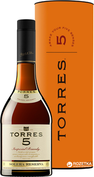 Бренди Torres 5 лет выдержки 0.7 л 38% в подарочной упаковке (8410113020017)