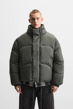 Об'ємна дута куртка Zara Boxy Fit M хакі 4695/407/916
