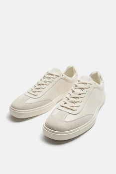 Кеди шкіряні Zara 42 бежевий 2239/420/202