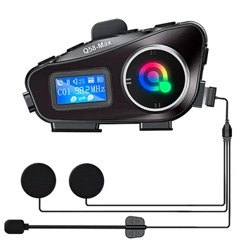 Мотогарнитура для шлема Rider BT5.3 Q58 Max Bluetooth с водонепроницаемым динамиком с подсветкой RGB