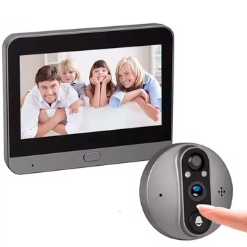 Дверной глазок Беспроводной Tuya 1080P Wi-Fi с 4.3” дисплеем, ночным видением, двухстороннее аудио