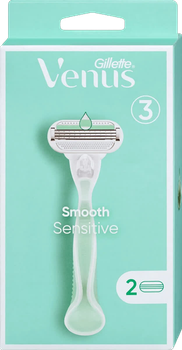 Станок для гоління жіночий Gillette Venus Smooth Sensitive, 1 верстат+2 касети