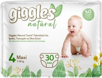 Подгузники детские Giggles Natural 4 Maxi (7-18 кг), 30 шт