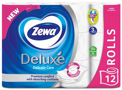 Туалетная бумага Zewa Deluxe белая 3 слоя, 12 рулонов