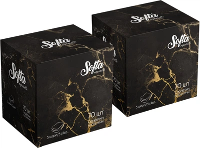 Набір серветок Softa Chisto Aquarelle Сухі косметичні 3-х шарові Black 70 шт x 2 пачки (2000998942021)