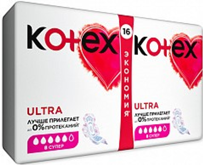 Гігієнічні прокладки Kotex Ultra Dry Super, 16 шт