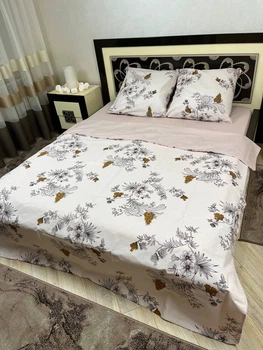 Комплект постельного белья Soft полуторный 150х215 см цветы на белом