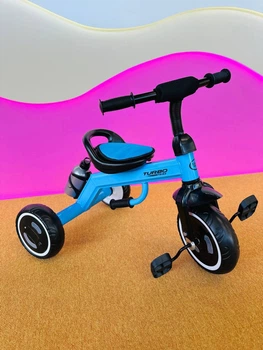Дитячий триколісний велосипед для хлопчика Turbo Trike зі світловими ефектами блакитний LD