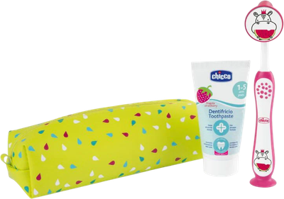 Zestaw dziecięcy Chicco Hippo Pasta do zębów 50 ml + Szczoteczka do zębów + Etui (8058664175765)