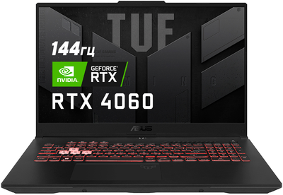 Ноутбук ASUS TUF Gaming A17 FA707NV-HX062 (90NR0E35-M004Z0) Mecha Gray / 17.3" IPS Full HD 144 Гц / AMD Ryzen 7 7735HS / RAM 16 ГБ / SSD 512 ГБ / nVidia GeForce RTX 4060, 8 ГБ (S9NRCX01U51537C) - Уценка