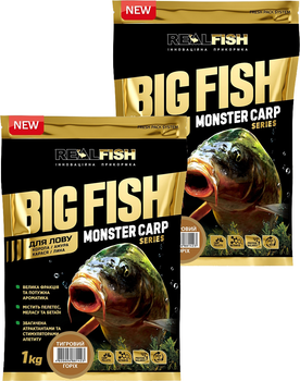 Прикормка Real Fish Біг Фіш короп тигровий, горіх 1 кг 2 упаковки (4820026881423)