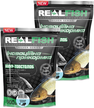 Прикормка Real Fish Толстолоб Амур (Пряжене молоко) 0.9 кг 2 упаковки (4820026881553)
