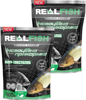 Прикормка Real Fish Толстолоб Амур (Укроп) 0.9 кг 2 упаковки (4820026882956)