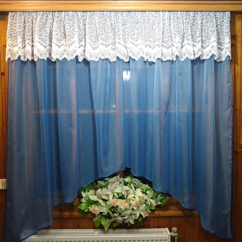 Фіранка кухона арка коротка Летиція синя жакард гілочка 170*280 см