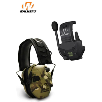 Комплект активні навушники для стрільби Walker’s Razor Slim Electronic Muff Green Multicam & Рація WALKER’S RAZOR WALKIE TALKIE ATTACHMENT