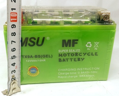 Акумулятор гелевий мото MSU 12V 9Ah 10 HR MOTO YTX9A-BS 149х84х105 мм