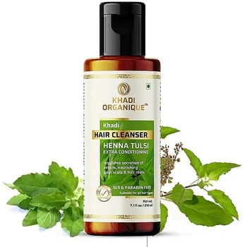 Натуральний трав'яний аюрведичний шампунь "Хна і туласі" - Khadi Organique Hair Cleanser Henna And Tulsi 210ml (744868-31021578)