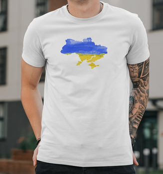 Мужская футболка B&C Collection с принтом Карта Украини M Белый