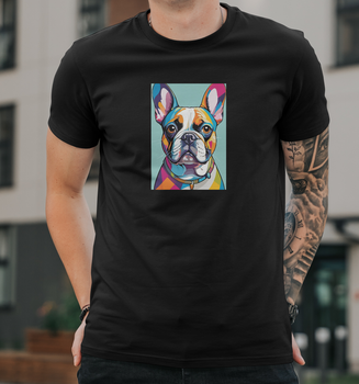 Мужская футболка B&C Collection с принтом Французький Бульдог ART, 2XL Черный