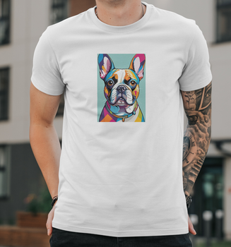 Мужская футболка B&C Collection с принтом Французкий Бульдог 2 ART, XL Белый