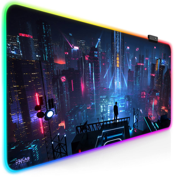 Килимок для миші з підсвічуванням SHLab Spectra Neon City 04 SHM-1149 (80x40 см) (39597)