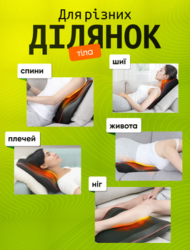 Массажер для спины шеи массажная подушка для тела головы роликовая инфракрасная массаж шиацу shiatsu с магнитотерапией насосом и подогревом массажеры подушки для дома авто (PMP-8029)