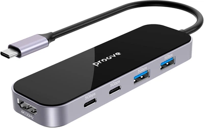 USB-хаб Proove Shadow 2xUSB-A 3.0 + 3xType-C PD3.0 100 Вт + HDMI Dark Grey (600790056)