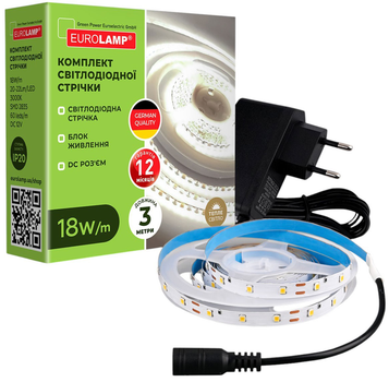 Світлодіодна стрічка EUROLAMP LED EUROLAMP DC12V 18 W/m 60 диодов/m 3м 3000K