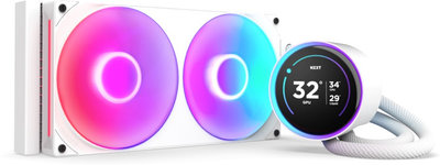 Система жидкостного охлаждения NZXT Kraken Elite RGB 280 мм AIO liquid cooler w/Display, RGB, Fans White (RL-KR28E-W2)