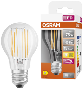 Світлодіодна лампа Osram LED PARATHOM Filament A75 DIM 7,5W (1055Lm) 2700K E27 (4058075436886)