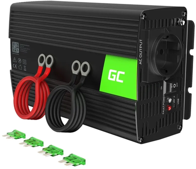 Инвертор Greencell 24V to 230V 1000W/2000W Black (5903317228394)