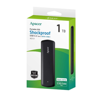 Портативний SSD Apacer AS721 1TB USB 3.2 Gen.2 Type-C Black (AP1TBAS721B-1)