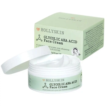 Відновлювальний крем для обличчя з гліколевою кислотою HOLLYSKIN Glycolic AHA Acid Face Cream, 50 ml