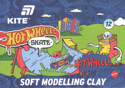Пластилін восковий 12 кольорів 240 грам Hot Wheels Kite HW25-1086-2, 71398
