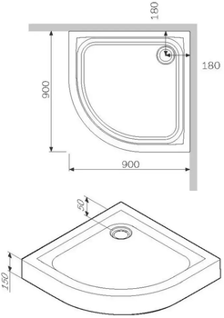 Душовий піддон AM.PM Like 90x90 із сифоном (W83UT-315-090W)