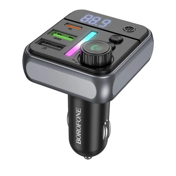 Автомобильный FM-трансмиттер BOROFONE BC50 Highway PD20W+QC3.0 car BT FM transmitter Black