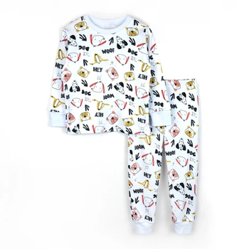 Дитяча піжама на манжетах з принтом цуциків (кофта+штани) Dexter`s 122 Білий (935112-122-sm)