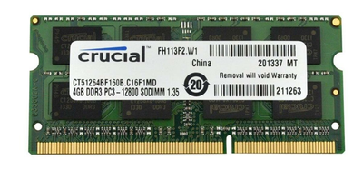 Оперативна пам'ять DDR3L Crucial 4GB 1600MHz CL17 SODIMM 1.35V/1.5V (CT51264BF160B)