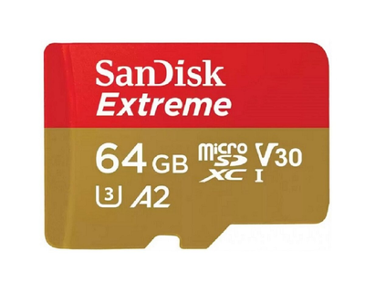 Карта пам'яті microSDXC (UHS-1 U3) SanDisk Extreme A2 64Gb class 10 V30 (R170MB/s,W80MB/s) (SDSQXAH-064G-GN6MN)