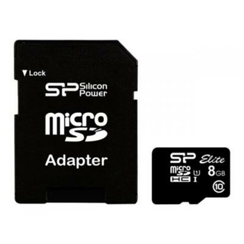 Карта пам'яті microSDHC (UHS-1) SiliconPower Elite 8Gb class 10 (adapter SD) (SP008GBSTHBU1V10SP)