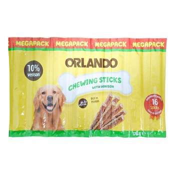 Ласощі для собак Orlando MEGAPACK with venison, м'ясні палички з олениною, (16 паличок) 176 г (4056489915201)