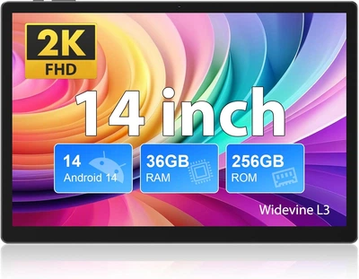 Планшет 14" 2К FASTWD T181 12+24/256Gb 8 ядер Android 14 11580 mAh Grey