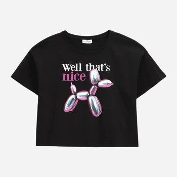 Підліткова укорочена футболка для дівчинки Coccodrillo Cosmic Girl Junior WC5143202CGJ-021 140 см Чорна (5904986525173)