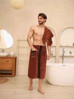 Набор для сауны Полотенце юбка микрофибра 85х150 Коричневый (Д-novo-m-sauna-0017)