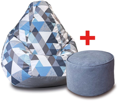 Крісло Груша Mosaic Blue розмір M + Подарунок Пуф круглий