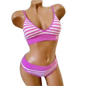 Комплект спортивного белья PEPE JEANS Sports Bra & Panty Pink XS Розовый в полоску