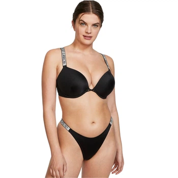 Купальник зі стразами Victoria's Secret Shine Strap Bombshell Add-2-Cups Push-Up 75B Чорний