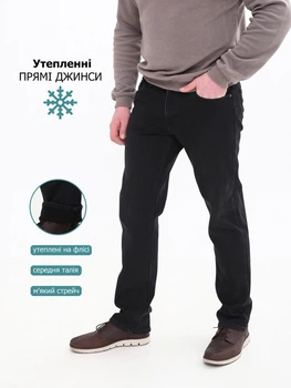 Джинсы мужские черные утепленные на флисе прямые 23600 6757 809 W34L34