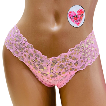 Трусики Victoria’s Secret Thong Pink Lace XS Розовые