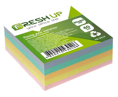 Блок паперу для нотаток Fresh Up FR-3412 клеєний Класика 80*80мм 400арк.